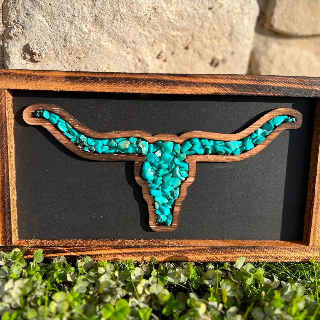 Turquoise Longhorn Wall Art - Western Statement Decor
