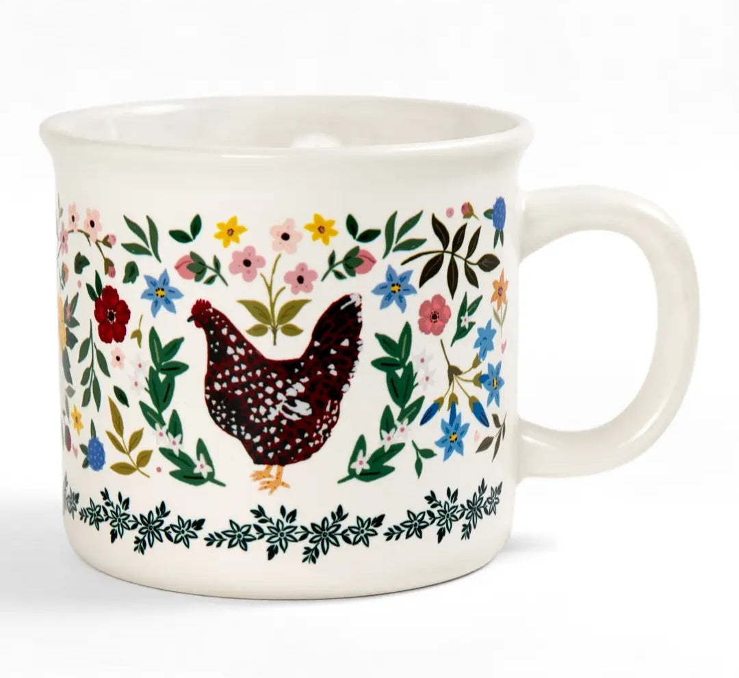 Farmhouse Chicken Floral Mug