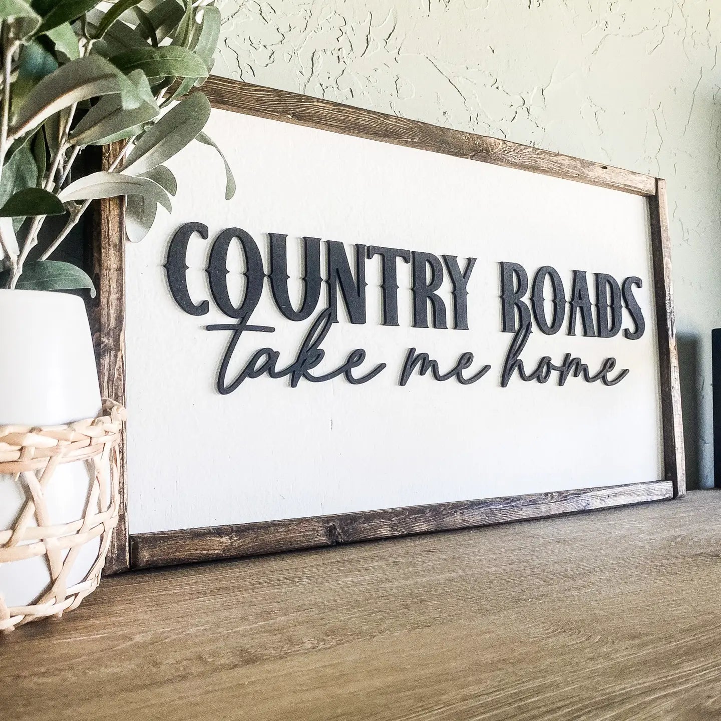 Country Roads Take Me Home | Framed Wood Sign