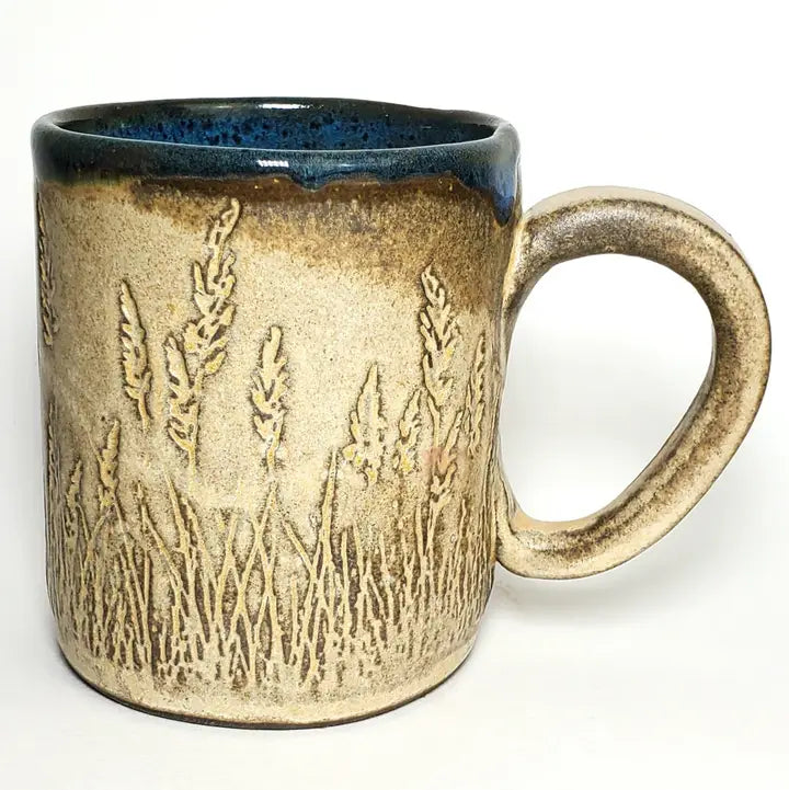 Midnight Prairie Wheat Stoneware Mug – 14 oz