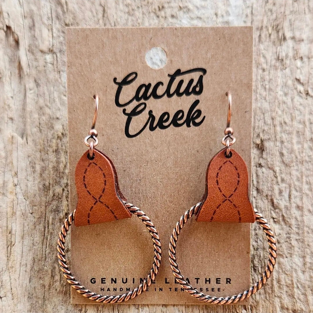 Leather Rope Hoop Earrings