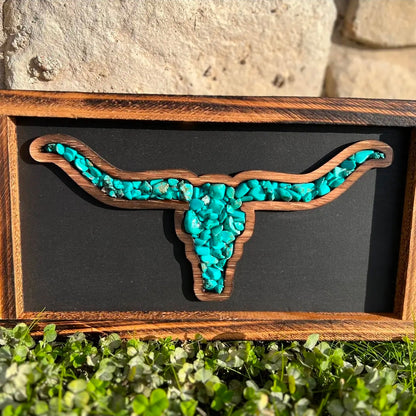 Turquoise Longhorn Wall Art - Western Statement Decor