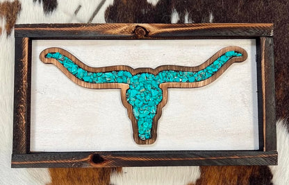 Turquoise Longhorn Wall Art - Western Statement Decor
